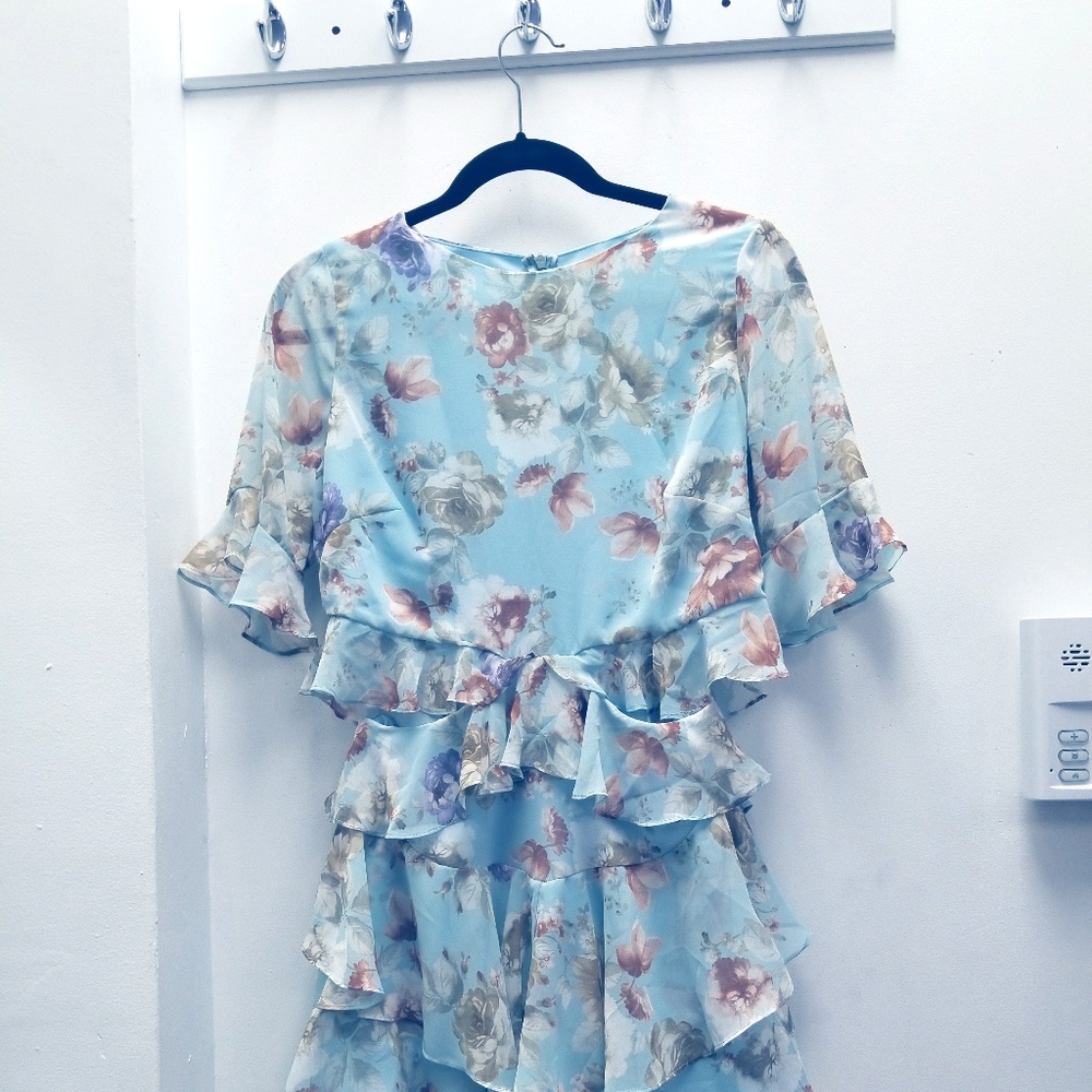 Just Me Floral Dress With Ruffles